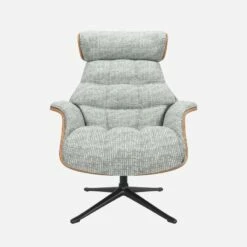 Habitat Fauteuil En Noyer Et Tissu Alba - Gris Brume - Pied Noir -meubles boutique fauteuil en noyer et tissu alba gris brume pied noir 10274853 1