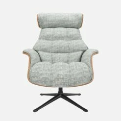 Habitat Fauteuil En Noyer Et Tissu Alba - Gris Brume - Pied Noir