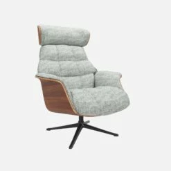 Habitat Fauteuil En Noyer Et Tissu Alba - Gris Brume - Pied Noir -meubles boutique fauteuil en noyer et tissu alba gris brume pied noir 10274857 1