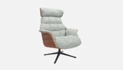 Habitat Fauteuil En Noyer Et Tissu Alba - Gris Brume - Pied Noir -meubles boutique fauteuil en noyer et tissu alba gris brume pied noir 10274857 2