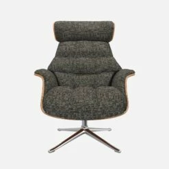 Habitat Fauteuil En Noyer Et Tissu Alba - Gris Nuage - Pied Aluminium -meubles boutique fauteuil en noyer et tissu alba gris nuage pied aluminium 10275061 1