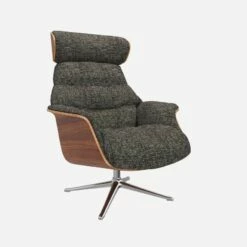 Nouvelles versions -meubles boutique fauteuil en noyer et tissu alba gris nuage pied aluminium 10275065