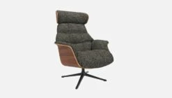 Habitat Fauteuil En Noyer Et Tissu Alba - Gris Nuage - Pied Noir -meubles boutique fauteuil en noyer et tissu alba gris nuage pied noir 10275049 2