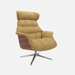 Habitat Fauteuil En Noyer Et Tissu Alba - Jaune Soleil - Pied Aluminium -meubles boutique fauteuil en noyer et tissu alba jaune soleil pied aluminium 10275001 1