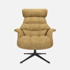 Habitat Fauteuil En Noyer Et Tissu Alba - Jaune Soleil - Pied Noir -meubles boutique fauteuil en noyer et tissu alba jaune soleil pied noir 10274981 1