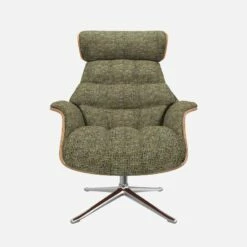 Habitat Fauteuil En Noyer Et Tissu Alba - Vert Orage - Pied Aluminium -meubles boutique fauteuil en noyer et tissu alba vert orage pied aluminium 10274933 1