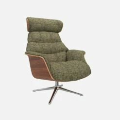 Habitat Fauteuil En Noyer Et Tissu Alba - Vert Orage - Pied Aluminium -meubles boutique fauteuil en noyer et tissu alba vert orage pied aluminium 10274937 1