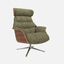 Habitat Fauteuil En Noyer Et Tissu Alba - Vert Orage - Pied Aluminium -meubles boutique fauteuil en noyer et tissu alba vert orage pied aluminium 10274937