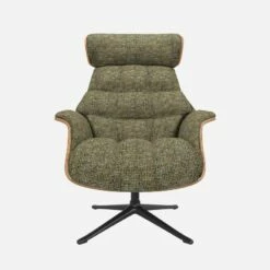 Habitat Fauteuil En Noyer Et Tissu Alba - Vert Orage - Pied Noir -meubles boutique fauteuil en noyer et tissu alba vert orage pied noir 10274917 1