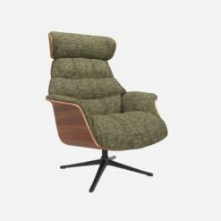 Habitat Fauteuil En Noyer Et Tissu Alba - Vert Orage - Pied Noir -meubles boutique fauteuil en noyer et tissu alba vert orage pied noir 10274921 1