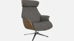 Habitat Fauteuil En Noyer Et Tissu Bellagio - Gris Nocturne - Pied Aluminium -meubles boutique fauteuil en noyer et tissu bellagio gris noir pied aluminium 3769165 2