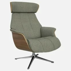 Habitat Fauteuil En Noyer Et Tissu Bellagio - Vert Lagon - Pied Aluminium