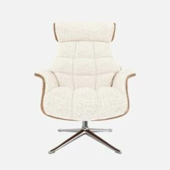 Habitat Fauteuil En Noyer Et Tissu Bormio - Blanc Albâtre - Pied Aluminium -meubles boutique fauteuil en noyer et tissu bormio blanc albatre pied aluminium 10374429 1
