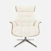 Habitat Fauteuil En Noyer Et Tissu Bormio - Blanc Albâtre - Pied Aluminium