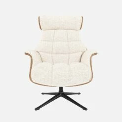 Habitat Fauteuil En Noyer Et Tissu Bormio - Blanc Albâtre - Pied Noir -meubles boutique fauteuil en noyer et tissu bormio blanc albatre pied noir 10374413 1