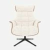 Habitat Fauteuil En Noyer Et Tissu Bormio - Blanc Albâtre - Pied Noir