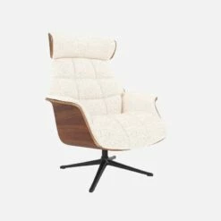 Habitat Fauteuil En Noyer Et Tissu Bormio - Blanc Albâtre - Pied Noir -meubles boutique fauteuil en noyer et tissu bormio blanc albatre pied noir 10374417 1