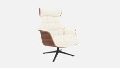 Habitat Fauteuil En Noyer Et Tissu Bormio - Blanc Albâtre - Pied Noir -meubles boutique fauteuil en noyer et tissu bormio blanc albatre pied noir 10374417 2