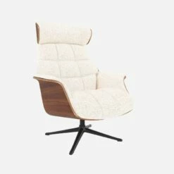 Habitat Fauteuil En Noyer Et Tissu Bormio - Blanc Albâtre - Pied Noir -meubles boutique fauteuil en noyer et tissu bormio blanc albatre pied noir 10374417