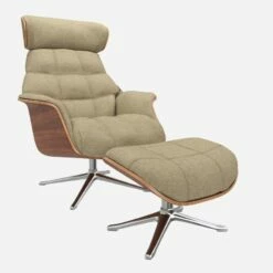 Habitat Fauteuil En Noyer Et Tissu Lucca - Blanc Mastic - Pied Aluminium -meubles boutique fauteuil en noyer et tissu lucca blanc mastic pied aluminium 12851657