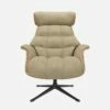 Habitat Fauteuil En Noyer Et Tissu Lucca - Blanc Mastic - Pied Noir
