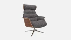 Habitat Fauteuil En Noyer Et Tissu Lucca - Bleu Zingué - Pied Aluminium -meubles boutique fauteuil en noyer et tissu lucca bleu zingue pied aluminium 10274745 2