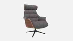 Habitat Fauteuil En Noyer Et Tissu Lucca - Bleu Zingué - Pied Noir -meubles boutique fauteuil en noyer et tissu lucca bleu zingue pied noir 10274729 2