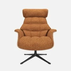 Habitat Fauteuil En Noyer Et Tissu Lucca - Marron Noisette - Pied Noir -meubles boutique fauteuil en noyer et tissu lucca marron noisette pied noir 10274661 1