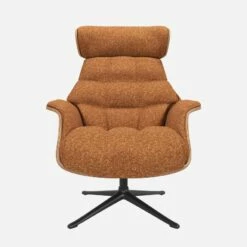 Habitat Fauteuil En Noyer Et Tissu Lucca - Marron Noisette - Pied Noir