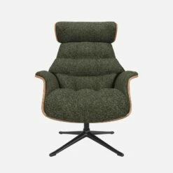 Habitat Fauteuil En Noyer Et Tissu Lucca - Vert Mousse - Pied Noir -meubles boutique fauteuil en noyer et tissu lucca vert mousse pied noir 10274597 1