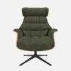 Habitat Fauteuil En Noyer Et Tissu Lucca - Vert Mousse - Pied Noir