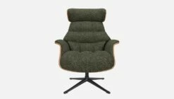 Habitat Fauteuil En Noyer Et Tissu Lucca - Vert Mousse - Pied Noir -meubles boutique fauteuil en noyer et tissu lucca vert mousse pied noir 10274597 2