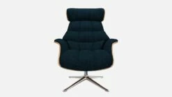 Habitat Fauteuil En Noyer Et Tissu Melina - Bleu Encre - Pied Aluminium -meubles boutique fauteuil en noyer et tissu melina bleu encre pied aluminium 10274549 2