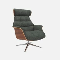 Habitat Fauteuil En Noyer Et Tissu Melina - Gris Ardoise - Pied Aluminium -meubles boutique fauteuil en noyer et tissu melina gris ardoise pied aluminium 10274425 1