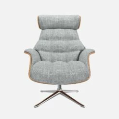 Habitat Fauteuil En Noyer Et Tissu Melina - Gris Asphalte - Pied Aluminium -meubles boutique fauteuil en noyer et tissu melina gris asphalte pied aluminium 10274485 1