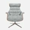 Habitat Fauteuil En Noyer Et Tissu Melina - Gris Asphalte - Pied Aluminium