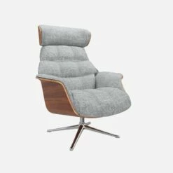 Habitat Fauteuil En Noyer Et Tissu Melina - Gris Asphalte - Pied Aluminium -meubles boutique fauteuil en noyer et tissu melina gris asphalte pied aluminium 10274489 1