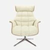 Habitat Fauteuil En Noyer Et Tissu Venezia - Blanc Craie - Pied Aluminium