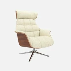 Habitat Fauteuil En Noyer Et Tissu Venezia - Blanc Craie - Pied Aluminium -meubles boutique fauteuil en noyer et tissu venezia blanc craie pied aluminium 10274361 1