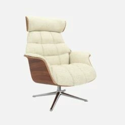 Habitat Fauteuil En Noyer Et Tissu Venezia - Blanc Craie - Pied Aluminium -meubles boutique fauteuil en noyer et tissu venezia blanc craie pied aluminium 10274361