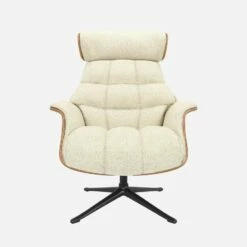 Habitat Fauteuil En Noyer Et Tissu Venezia - Blanc Craie - Pied Noir -meubles boutique fauteuil en noyer et tissu venezia blanc craie pied noir 10274341 1