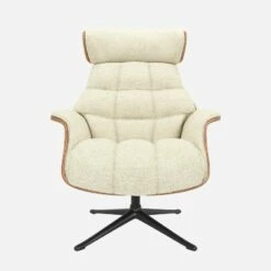 Habitat Fauteuil En Noyer Et Tissu Venezia - Blanc Craie - Pied Noir