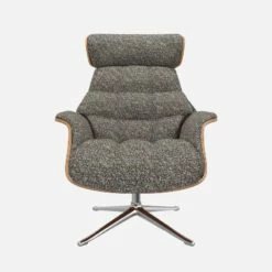 Habitat Fauteuil En Noyer Et Tissu Venezia - Bleu Zingué - Pied Aluminium -meubles boutique fauteuil en noyer et tissu venezia bleu zingue pied aluminium 10274293 1