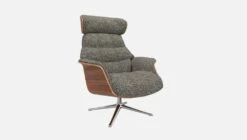 Habitat Fauteuil En Noyer Et Tissu Venezia - Bleu Zingué - Pied Aluminium -meubles boutique fauteuil en noyer et tissu venezia bleu zingue pied aluminium 10274297 2