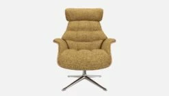 Habitat Fauteuil En Noyer Et Tissu Venezia - Jaune épice - Pied Aluminium -meubles boutique fauteuil en noyer et tissu venezia jaune epice pied aluminium 10274229 2