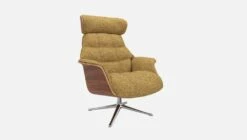 Habitat Fauteuil En Noyer Et Tissu Venezia - Jaune épice - Pied Aluminium -meubles boutique fauteuil en noyer et tissu venezia jaune epice pied aluminium 10274233 2