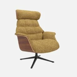 Habitat Fauteuil En Noyer Et Tissu Venezia - Jaune épice - Pied Noir -meubles boutique fauteuil en noyer et tissu venezia jaune epice pied noir 10274217