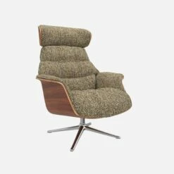 Habitat Fauteuil En Noyer Et Tissu Venezia - Vert Lichen - Pied Aluminium -meubles boutique fauteuil en noyer et tissu venezia vert lichen pied aluminium 10274169 1