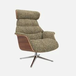 Habitat Fauteuil En Noyer Et Tissu Venezia - Vert Lichen - Pied Aluminium -meubles boutique fauteuil en noyer et tissu venezia vert lichen pied aluminium 10274169