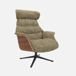 Habitat Fauteuil En Noyer Et Tissu Venezia - Vert Lichen - Pied Noir -meubles boutique fauteuil en noyer et tissu venezia vert lichen pied noir 10274153